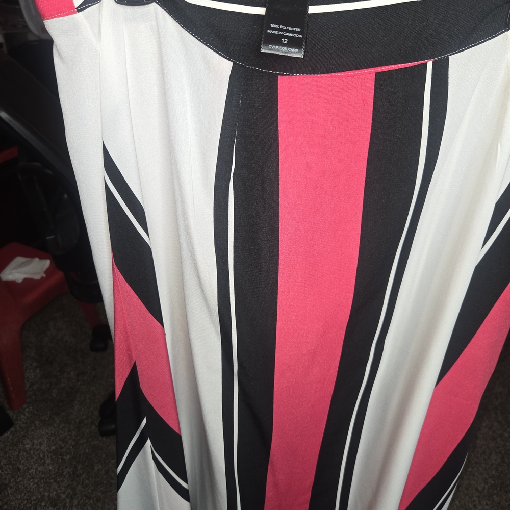 Ashley Stewart Vibrant Pink and Black A-Line Skirt